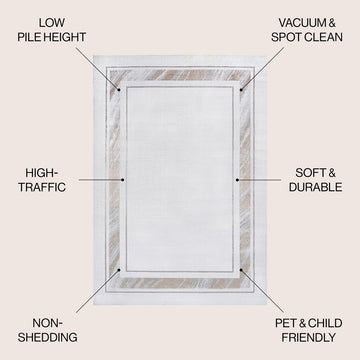 Athens Classic Border Marble Pattern High-low Area Rug